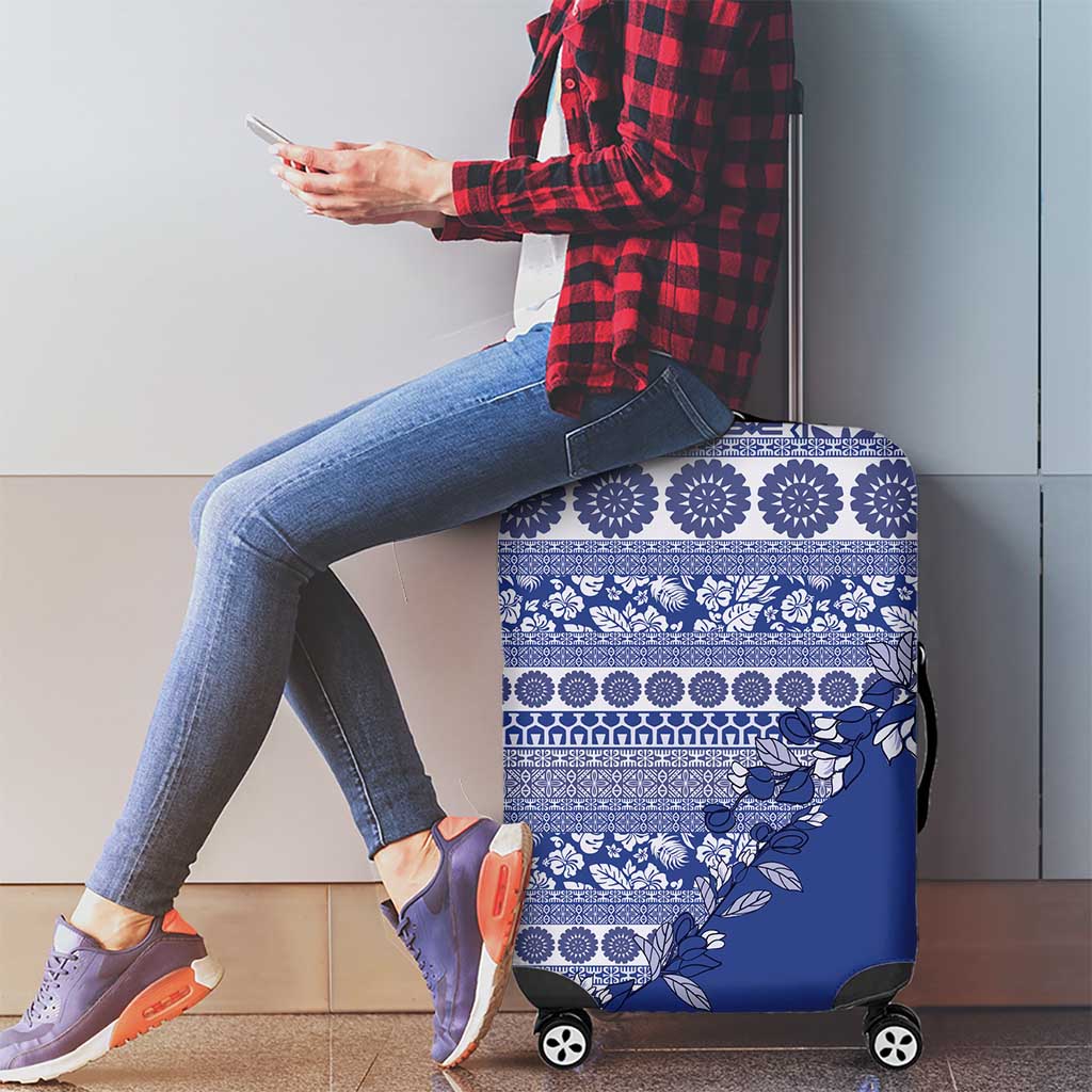 Fiji Marau na Kerisimasi Luggage Cover Blue Tagimoucia Tapa Masi Tribal - Polynesian Pride