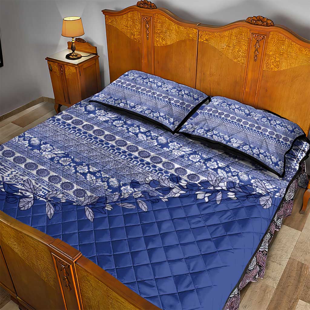 Fiji Marau na Kerisimasi Quilt Bed Set Blue Tagimoucia Tapa Masi Tribal LT9 - Polynesian Pride