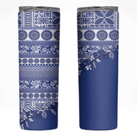 Fiji Marau na Kerisimasi Skinny Tumbler Blue Tagimoucia Tapa Masi Tribal LT9 Blue - Polynesian Pride