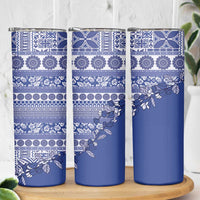Fiji Marau na Kerisimasi Skinny Tumbler Blue Tagimoucia Tapa Masi Tribal LT9 - Polynesian Pride