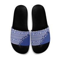 Fiji Marau na Kerisimasi Slide Sandals Blue Tagimoucia Tapa Masi Tribal LT9 Blue - Polynesian Pride