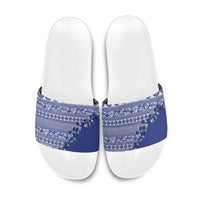 Fiji Marau na Kerisimasi Slide Sandals Blue Tagimoucia Tapa Masi Tribal LT9 Blue - Polynesian Pride