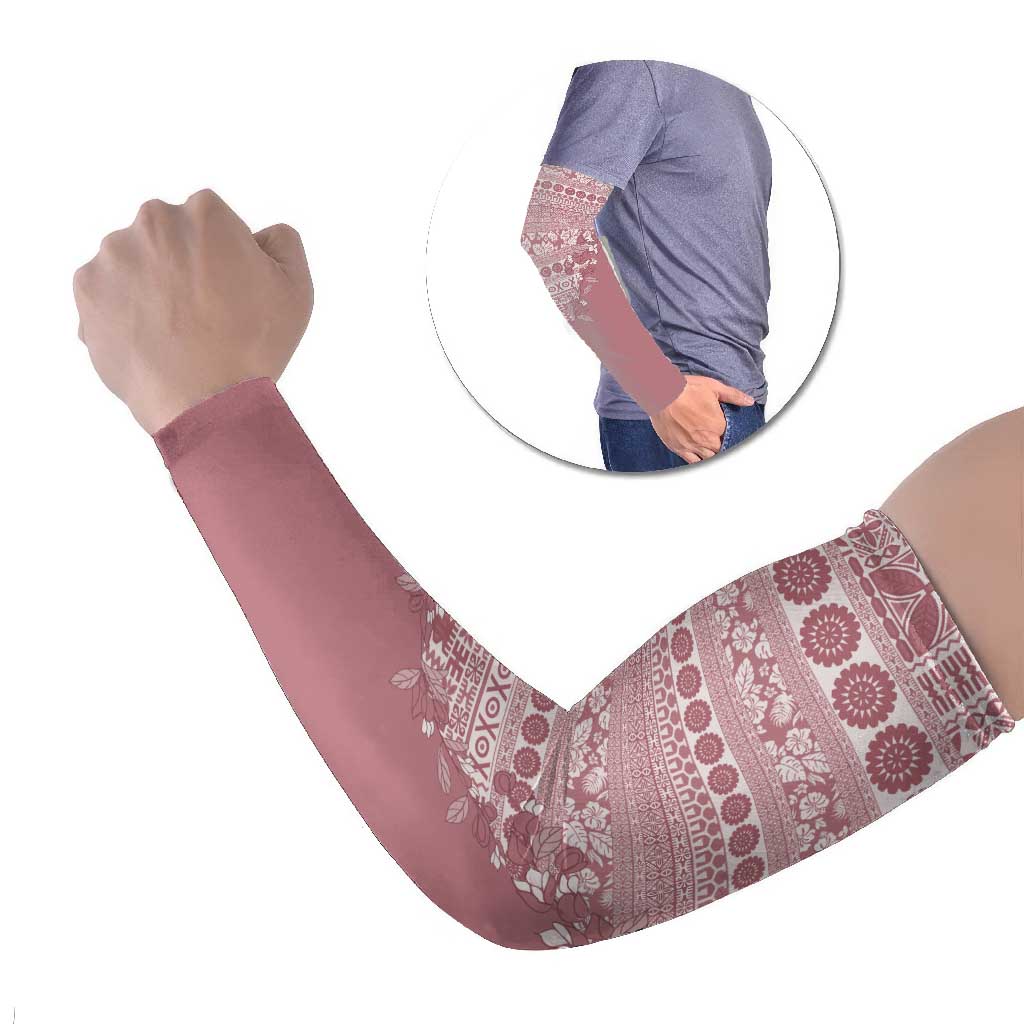 Fiji Marau na Kerisimasi Arm Sleeves Dusty Rose Tagimoucia Tapa Masi Tribal - Polynesian Pride