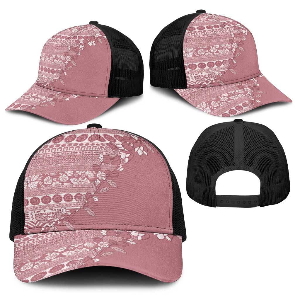 Fiji Marau na Kerisimasi Baseball Net Cap Dusty Rose Tagimoucia Tapa Masi Tribal - Polynesian Pride