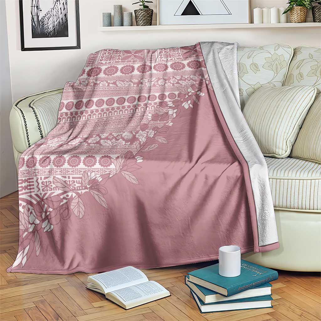 Fiji Marau na Kerisimasi Blanket Dusty Rose Tagimoucia Tapa Masi Tribal LT9 Pink - Polynesian Pride