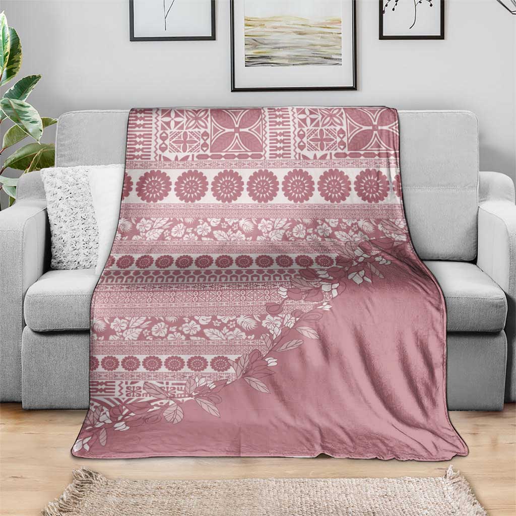 Fiji Marau na Kerisimasi Blanket Dusty Rose Tagimoucia Tapa Masi Tribal LT9 - Polynesian Pride