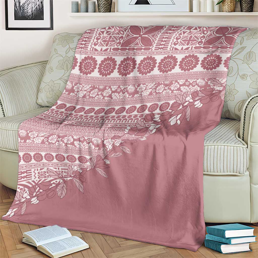 Fiji Marau na Kerisimasi Blanket Dusty Rose Tagimoucia Tapa Masi Tribal LT9 - Polynesian Pride