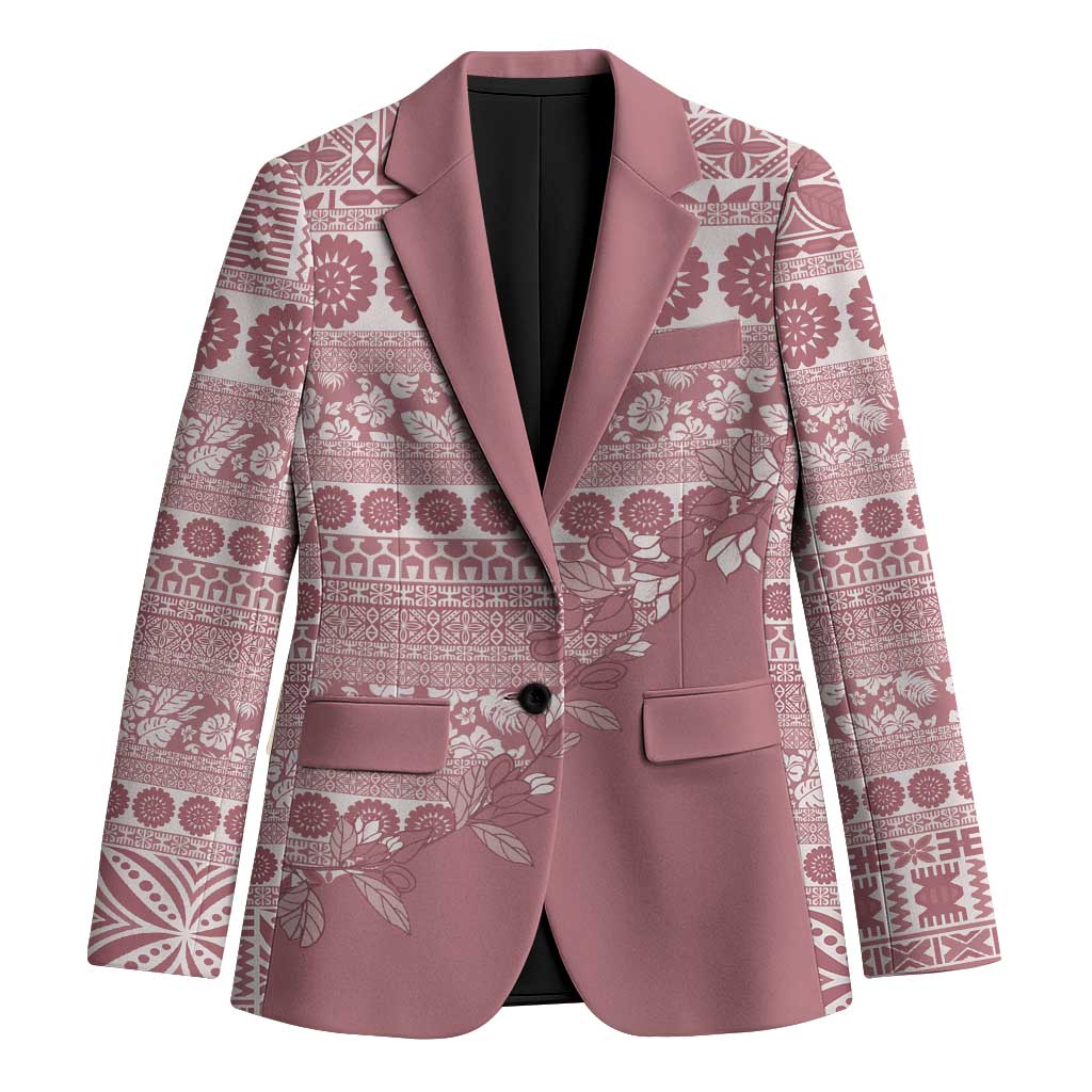 Fiji Marau na Kerisimasi Blazer Dusty Rose Tagimoucia Tapa Masi Tribal LT9 Unisex Pink - Polynesian Pride