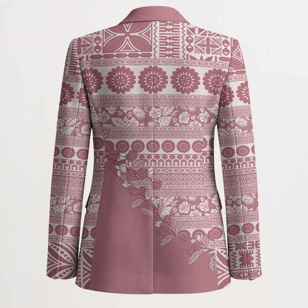 Fiji Marau na Kerisimasi Blazer Dusty Rose Tagimoucia Tapa Masi Tribal LT9 - Polynesian Pride
