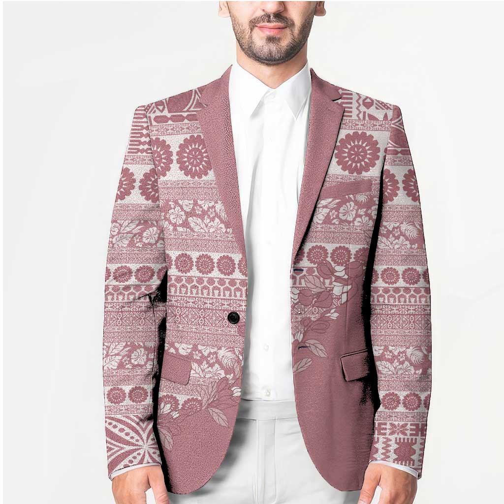 Fiji Marau na Kerisimasi Blazer Dusty Rose Tagimoucia Tapa Masi Tribal LT9 - Polynesian Pride