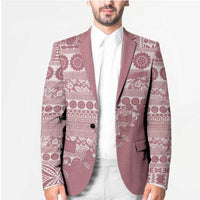 Fiji Marau na Kerisimasi Blazer Dusty Rose Tagimoucia Tapa Masi Tribal LT9 - Polynesian Pride
