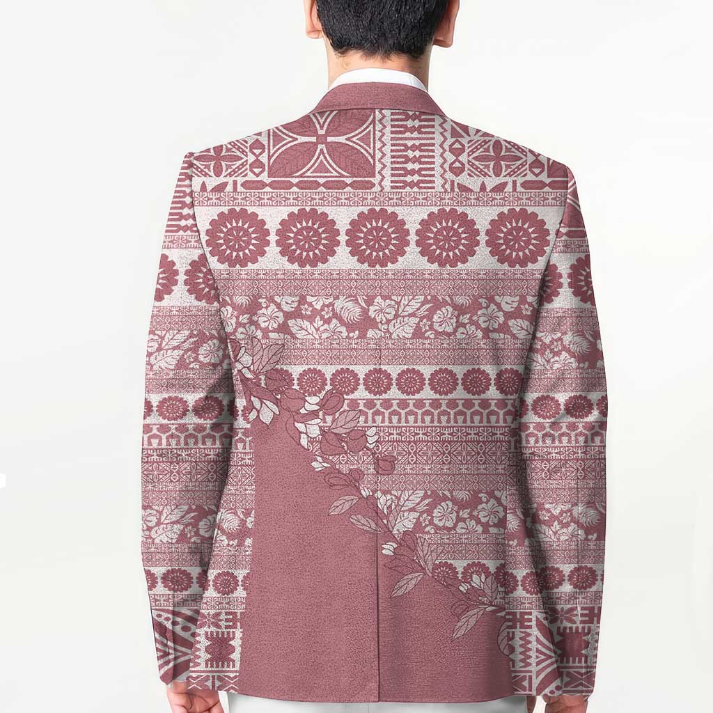Fiji Marau na Kerisimasi Blazer Dusty Rose Tagimoucia Tapa Masi Tribal LT9 - Polynesian Pride