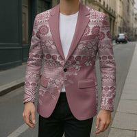 Fiji Marau na Kerisimasi Blazer Dusty Rose Tagimoucia Tapa Masi Tribal LT9 - Polynesian Pride