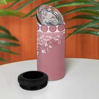 Fiji Marau na Kerisimasi 4 in 1 Can Cooler Tumbler Dusty Rose Tagimoucia Tapa Masi Tribal LT9 - Polynesian Pride
