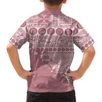 Fiji Marau na Kerisimasi Family Matching Puletasi and Hawaiian Shirt Dusty Rose Tagimoucia Tapa Masi Tribal LT9 - Polynesian Pride