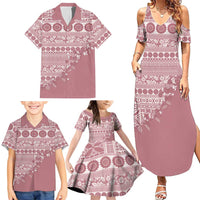 Fiji Marau na Kerisimasi Family Matching Summer Maxi Dress and Hawaiian Shirt Dusty Rose Tagimoucia Tapa Masi Tribal LT9 - Polynesian Pride