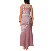 Fiji Marau na Kerisimasi Family Matching Tank Maxi Dress and Hawaiian Shirt Dusty Rose Tagimoucia Tapa Masi Tribal LT9 - Polynesian Pride