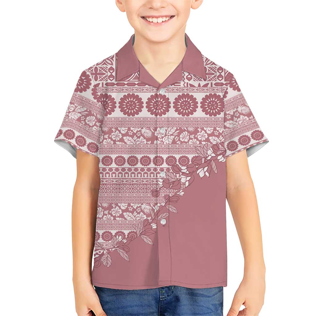 Fiji Marau na Kerisimasi Hawaiian Shirt Dusty Rose Tagimoucia Tapa Masi Tribal - Polynesian Pride