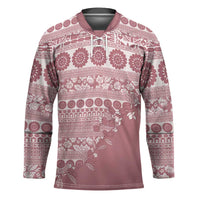 Fiji Marau na Kerisimasi Hockey Jersey Dusty Rose Tagimoucia Tapa Masi Tribal - Polynesian Pride