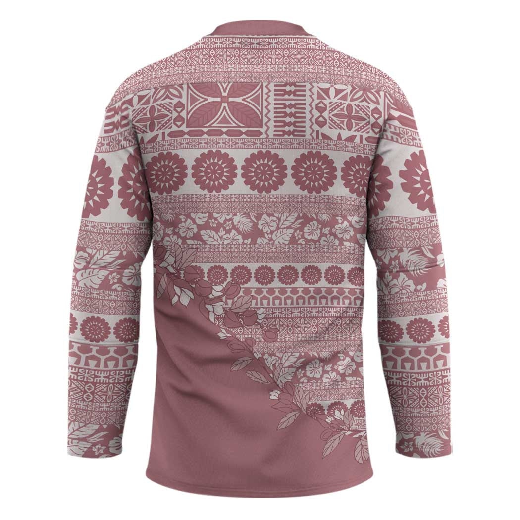 Fiji Marau na Kerisimasi Hockey Jersey Dusty Rose Tagimoucia Tapa Masi Tribal - Polynesian Pride