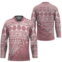Fiji Marau na Kerisimasi Hockey Jersey Dusty Rose Tagimoucia Tapa Masi Tribal - Polynesian Pride