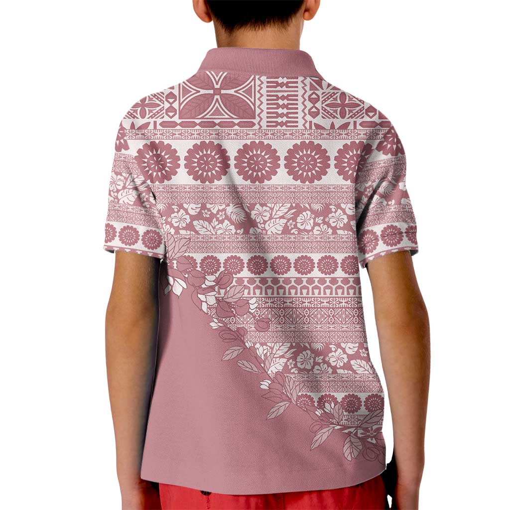Fiji Marau na Kerisimasi Kid Polo Shirt Dusty Rose Tagimoucia Tapa Masi Tribal LT9 - Polynesian Pride