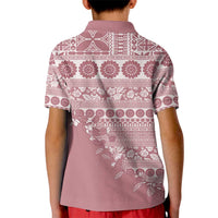Fiji Marau na Kerisimasi Kid Polo Shirt Dusty Rose Tagimoucia Tapa Masi Tribal LT9 - Polynesian Pride