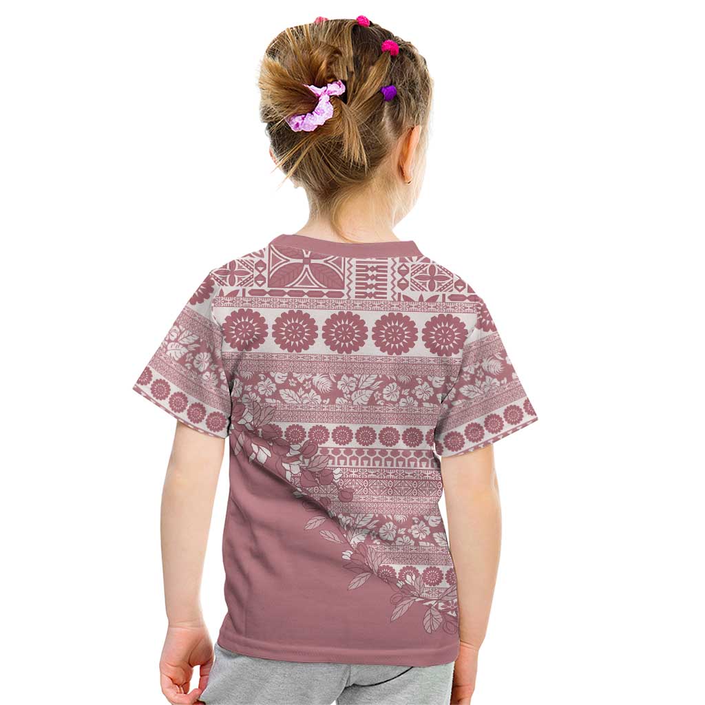 Fiji Marau na Kerisimasi Kid T Shirt Dusty Rose Tagimoucia Tapa Masi Tribal - Polynesian Pride