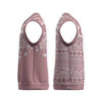 Fiji Marau na Kerisimasi Christmas Knitted V-Neck Vest Dusty Rose Tagimoucia Tapa Masi Tribal LT9 - Polynesian Pride