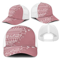 Fiji Marau na Kerisimasi Mesh Trucker Cap Dusty Rose Tagimoucia Tapa Masi Tribal - Polynesian Pride