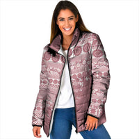 Fiji Marau na Kerisimasi Padded Jacket Dusty Rose Tagimoucia Tapa Masi Tribal - Polynesian Pride