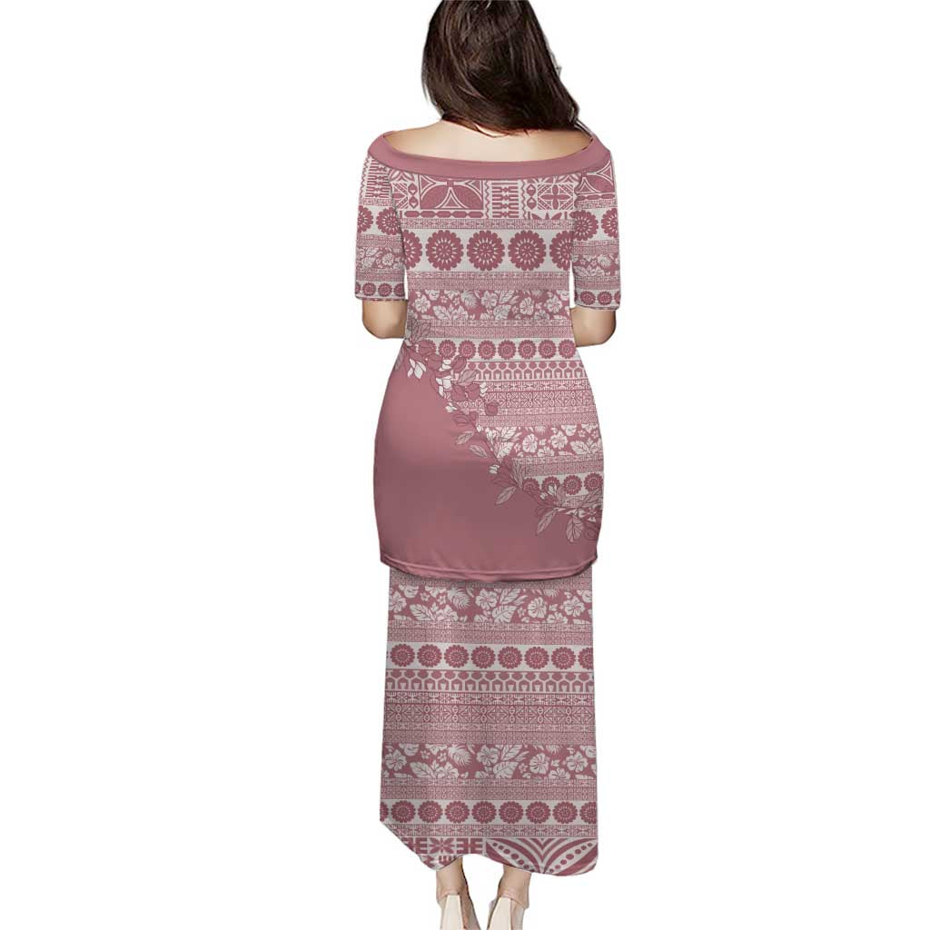 Fiji Marau na Kerisimasi Puletasi Dusty Rose Tagimoucia Tapa Masi Tribal - Polynesian Pride