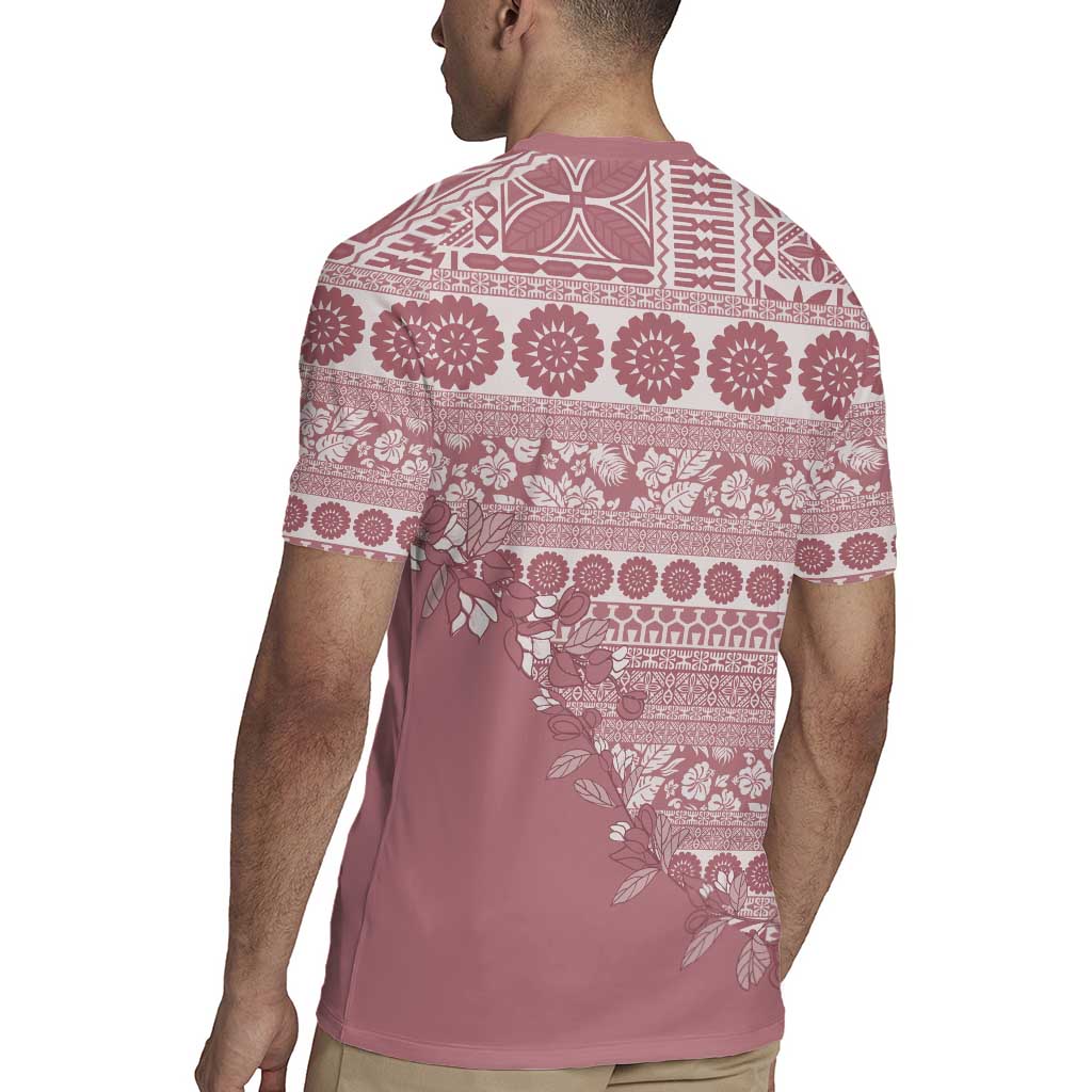Fiji Marau na Kerisimasi Rugby Jersey Dusty Rose Tagimoucia Tapa Masi Tribal - Polynesian Pride