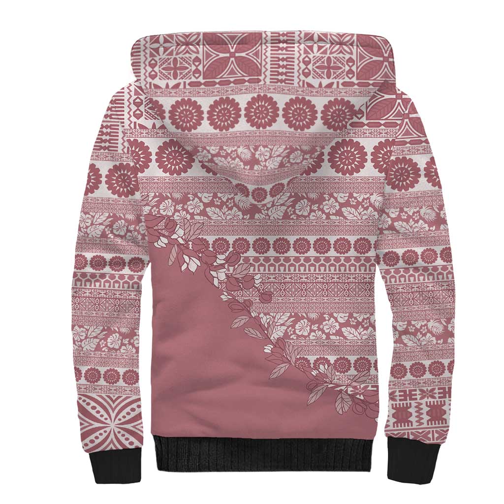 Fiji Marau na Kerisimasi Sherpa Hoodie Dusty Rose Tagimoucia Tapa Masi Tribal LT9 - Polynesian Pride