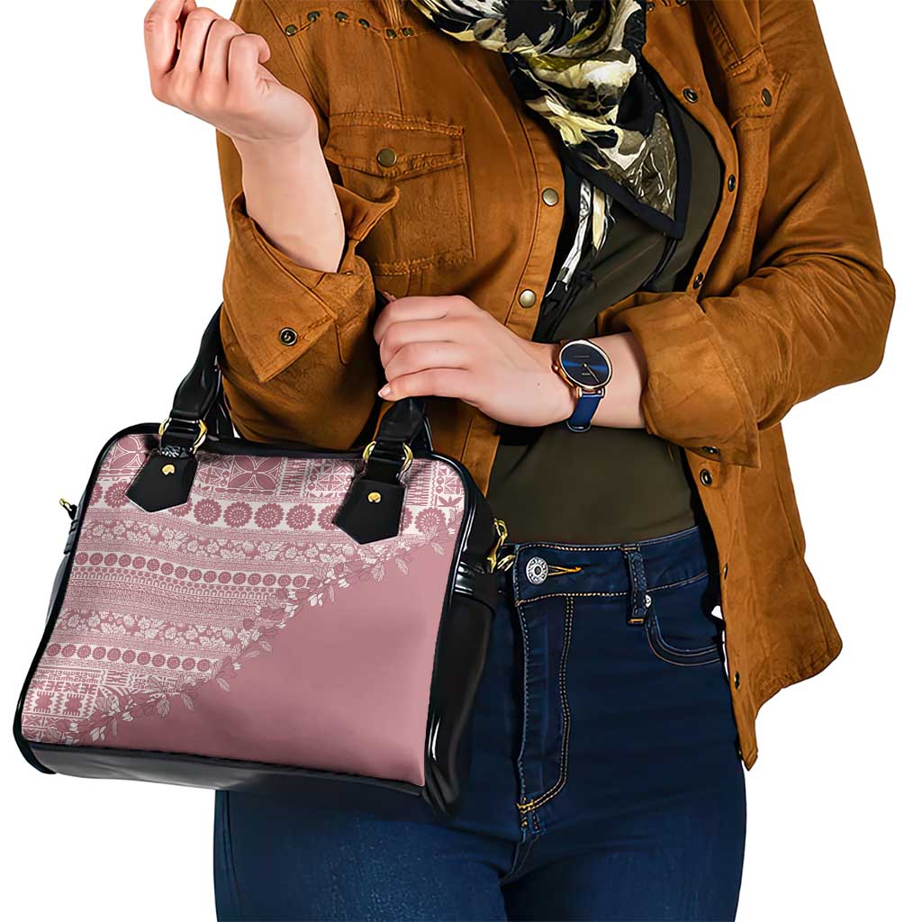 Fiji Marau na Kerisimasi Shoulder Handbag Dusty Rose Tagimoucia Tapa Masi Tribal - Polynesian Pride