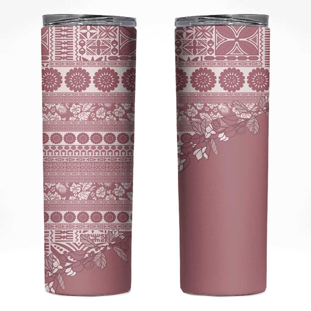 Fiji Marau na Kerisimasi Skinny Tumbler Dusty Rose Tagimoucia Tapa Masi Tribal LT9 Pink - Polynesian Pride