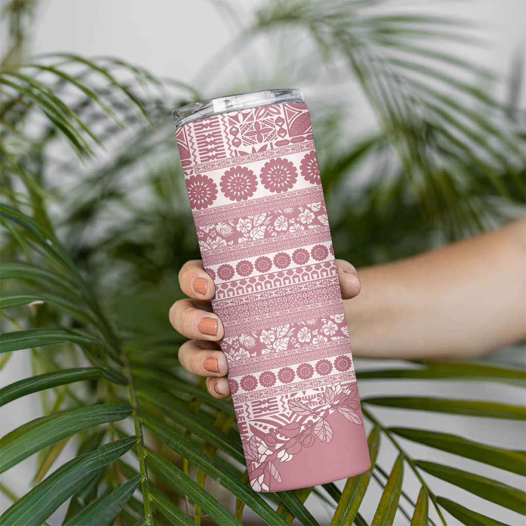 Fiji Marau na Kerisimasi Skinny Tumbler Dusty Rose Tagimoucia Tapa Masi Tribal LT9 - Polynesian Pride