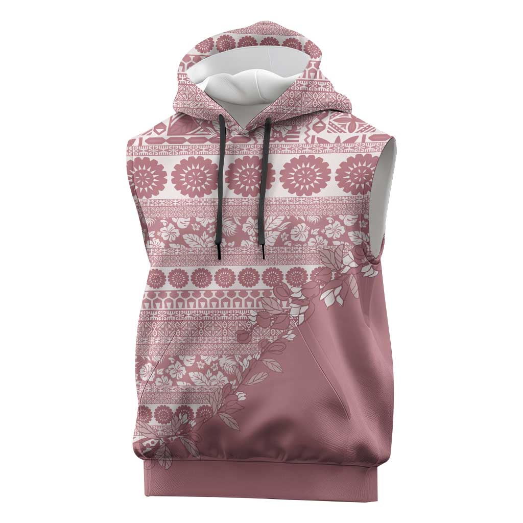 Fiji Marau na Kerisimasi Sleeveless Hoodie Dusty Rose Tagimoucia Tapa Masi Tribal LT9 Pink - Polynesian Pride