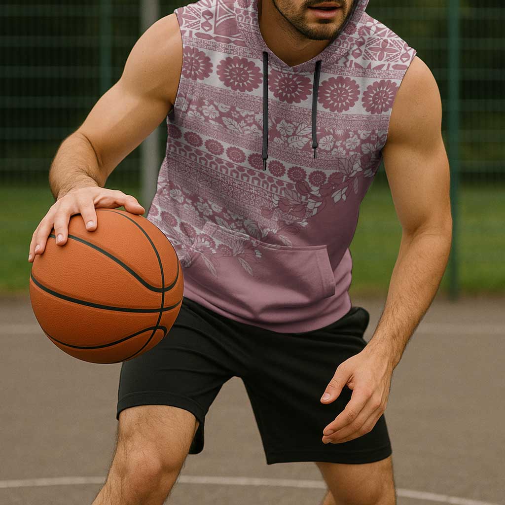 Fiji Marau na Kerisimasi Sleeveless Hoodie Dusty Rose Tagimoucia Tapa Masi Tribal LT9 - Polynesian Pride
