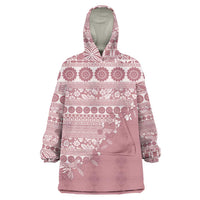 Fiji Marau na Kerisimasi Wearable Blanket Hoodie Dusty Rose Tagimoucia Tapa Masi Tribal LT9 One Size Pink - Polynesian Pride