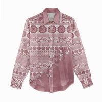 Fiji Marau na Kerisimasi Women Casual Shirt Dusty Rose Tagimoucia Tapa Masi Tribal LT9 - Polynesian Pride