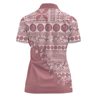 Fiji Marau na Kerisimasi Women Polo Shirt Dusty Rose Tagimoucia Tapa Masi Tribal LT9 - Polynesian Pride