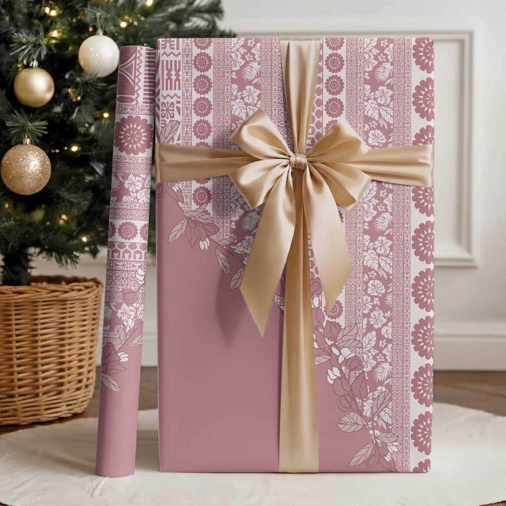 Fiji Marau na Kerisimasi Wrapping Paper Dusty Rose Tagimoucia Tapa Masi Tribal - Polynesian Pride