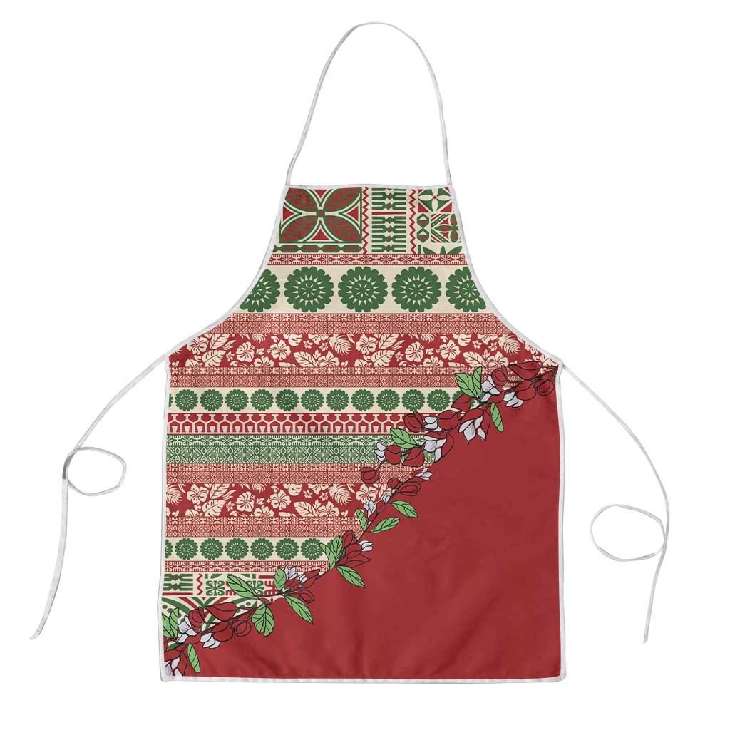Fiji Marau na Kerisimasi Apron Red Tagimoucia Tapa Masi Tribal - Polynesian Pride