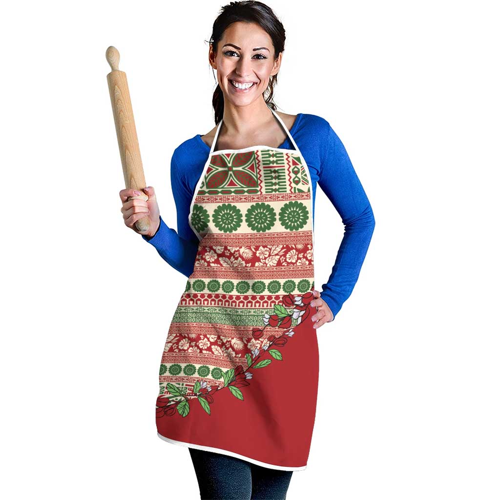 Fiji Marau na Kerisimasi Apron Red Tagimoucia Tapa Masi Tribal - Polynesian Pride