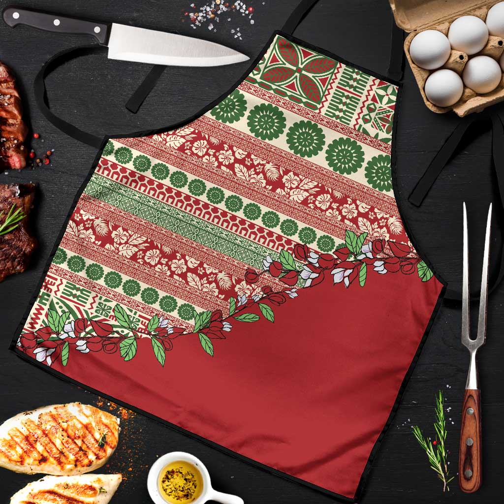 Fiji Marau na Kerisimasi Apron Red Tagimoucia Tapa Masi Tribal - Polynesian Pride