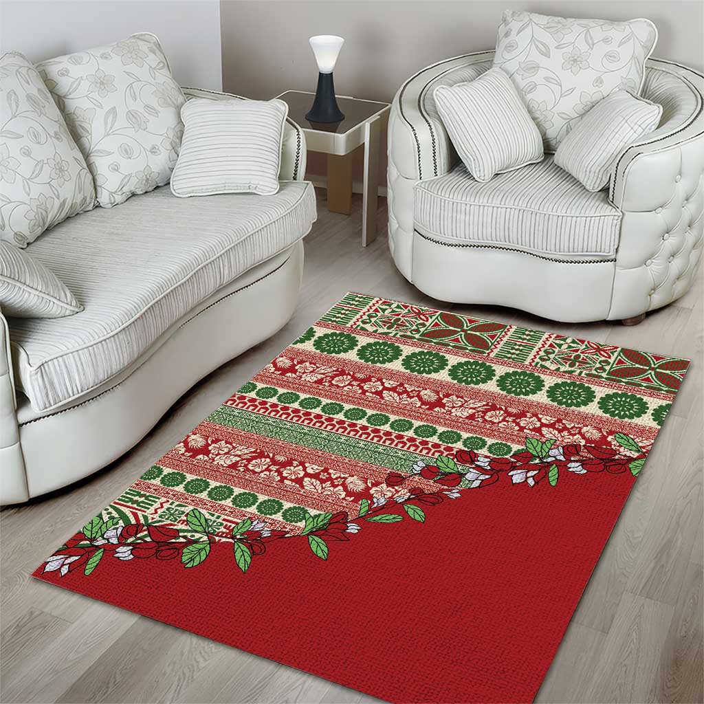 Fiji Marau na Kerisimasi Area Rug Red Tagimoucia Tapa Masi Tribal LT9 - Polynesian Pride