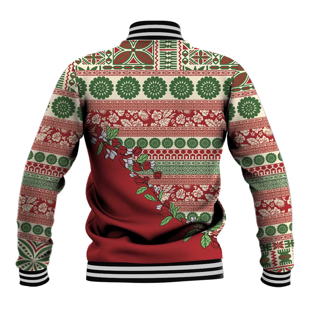 Fiji Marau na Kerisimasi Baseball Jacket Red Tagimoucia Tapa Masi Tribal - Polynesian Pride