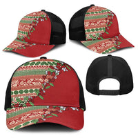 Fiji Marau na Kerisimasi Baseball Net Cap Red Tagimoucia Tapa Masi Tribal - Polynesian Pride