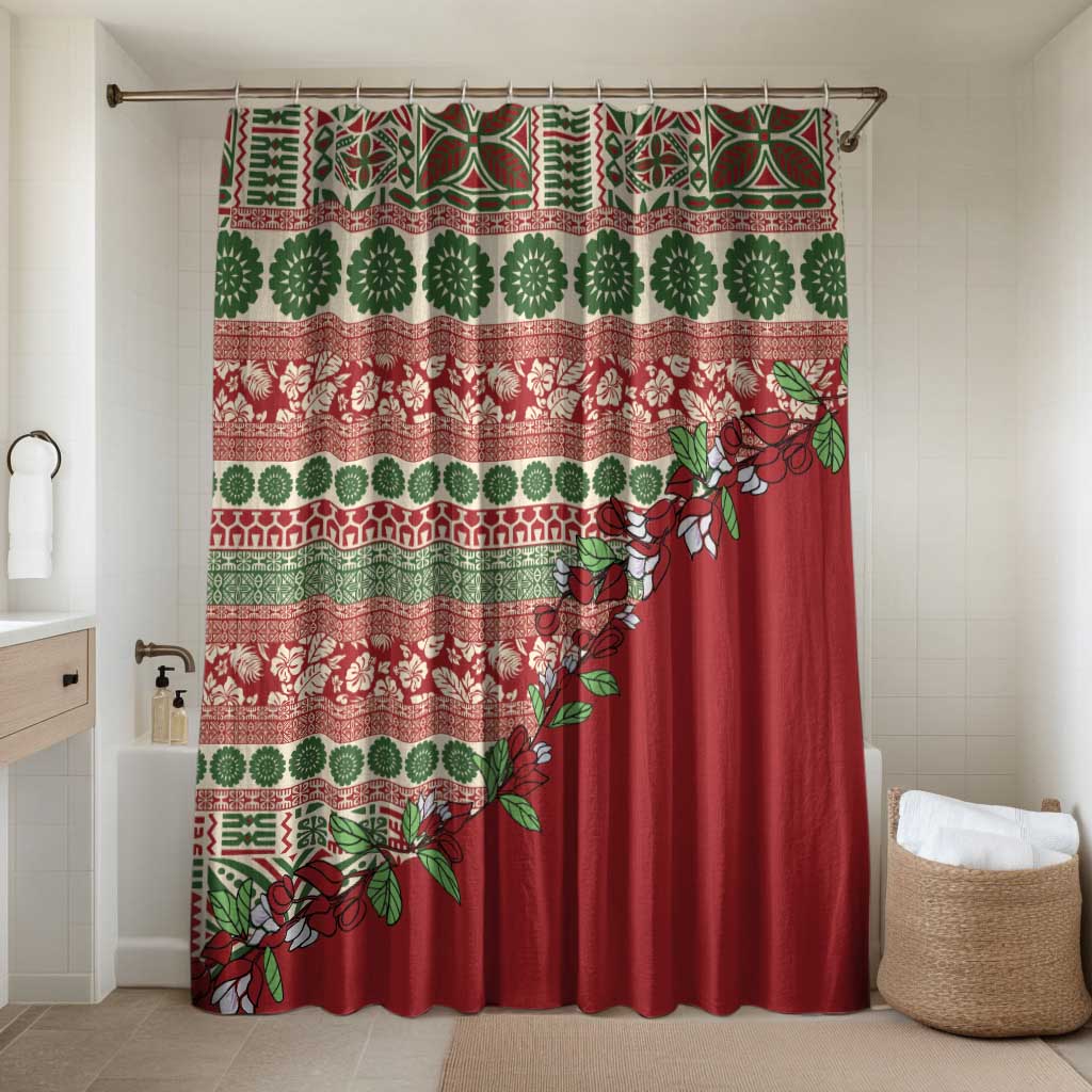 Fiji Marau na Kerisimasi Bathroom Set Red Tagimoucia Tapa Masi Tribal - Polynesian Pride